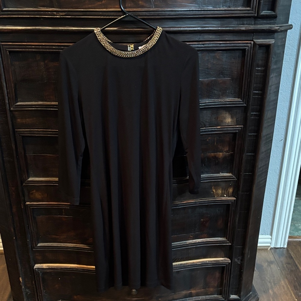 Calvin Klein Black Dress with Gold Neckline